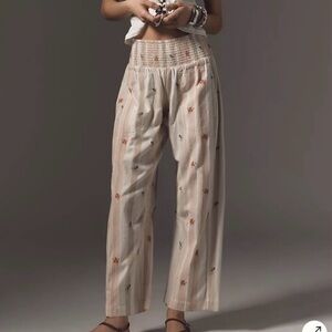 Anthropologie Pilcro Reese Smocked Pull-on Barrel Pants Floral Stripe |XL| NWOT